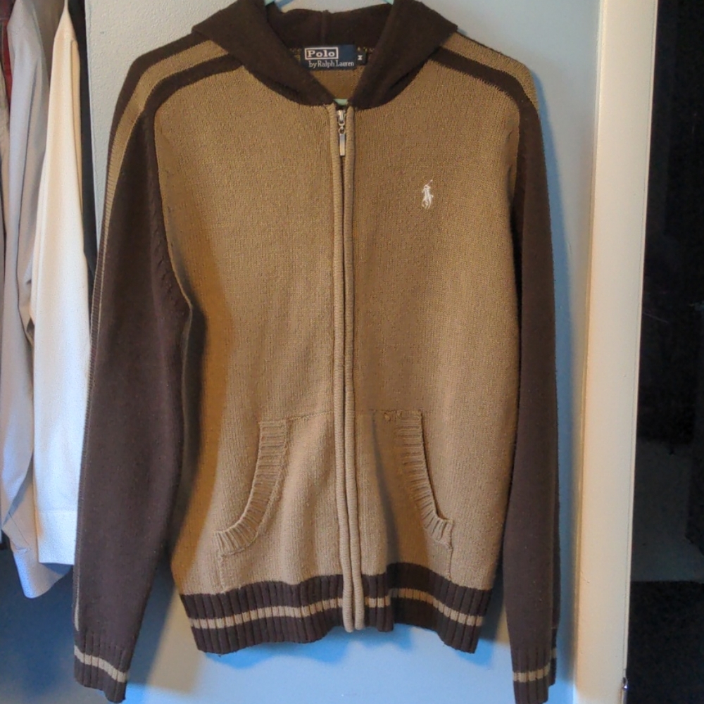 Brown Hooded Zip-up Sweater by Polo Ralph Lauren